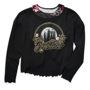 NWT JUSTICE Long Sleeve 2fer Top Girls Med Black